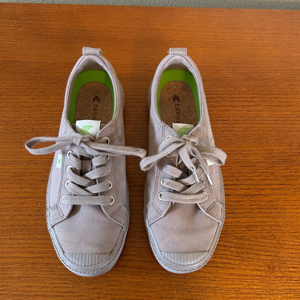 Cariama OCA Low Canvas Sneakers Gray Organic Cotton Canvas Women Size 8